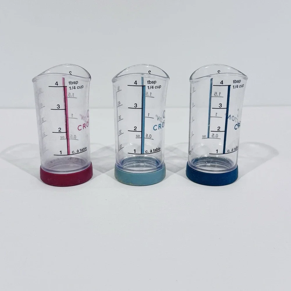 Lot Of 3 Crofton Liquid Measuring Cups Plastic W Rubber Bottoms‎
